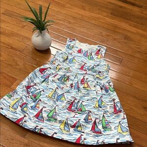 Classic Prep Multicolor Sailboat Print Kids Dress